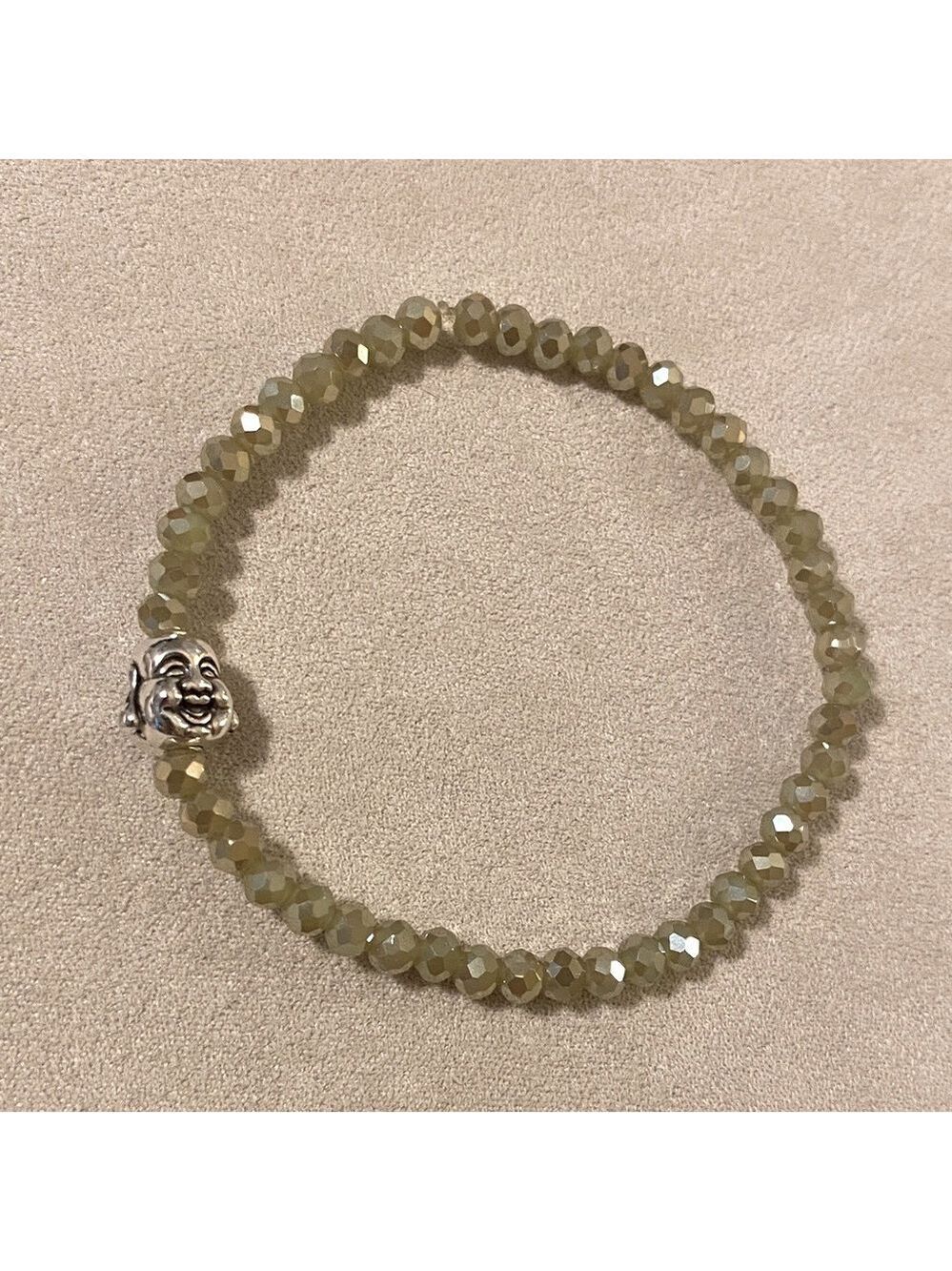 Hand crafted Happy Buddha Beaded Bracelet with Silver Charm